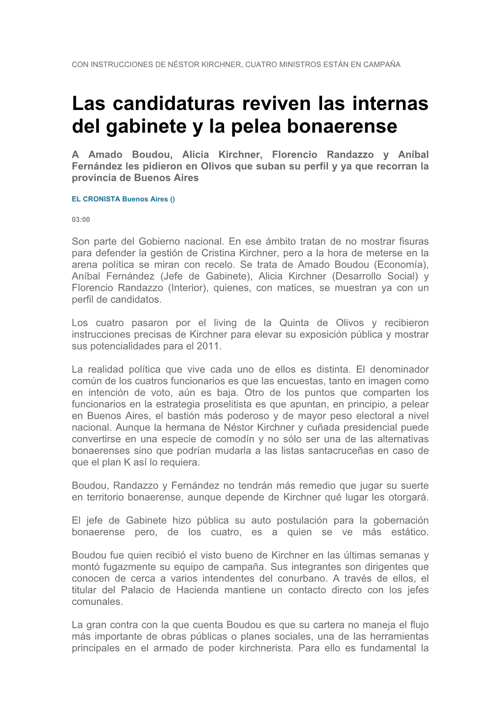 Las Candidaturas Reviven Las Internas Del Gabinete Y La Pelea Bonaerense