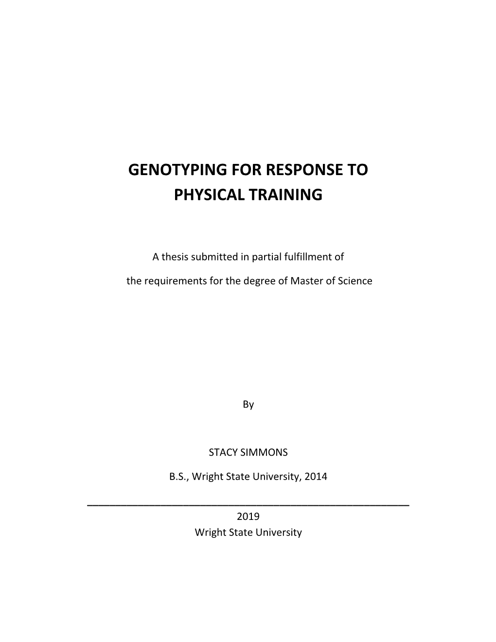 Genotyping for Response to Physical Training