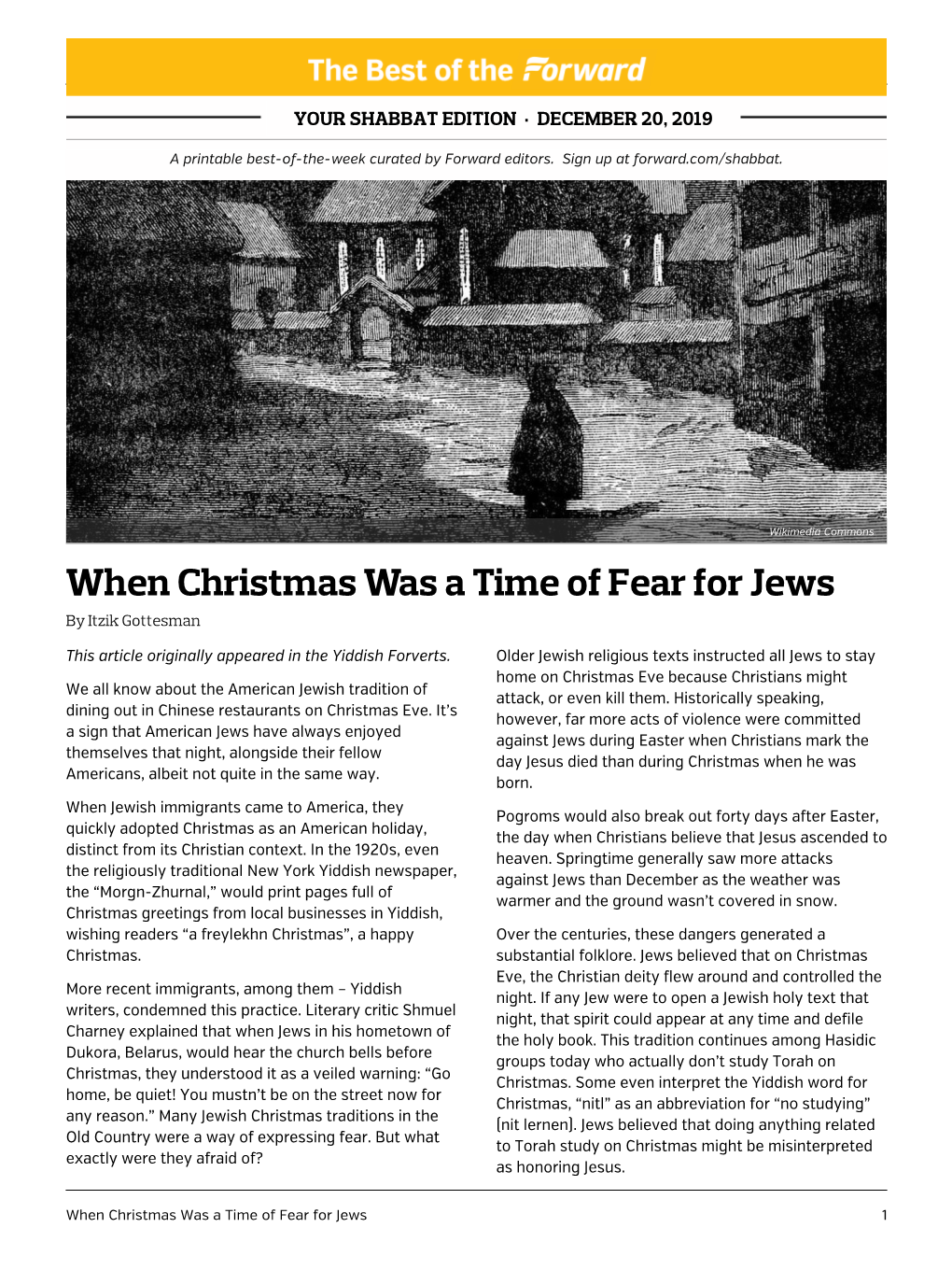 When Christmas Was a Time of Fear for Jews by Itzik Gottesman