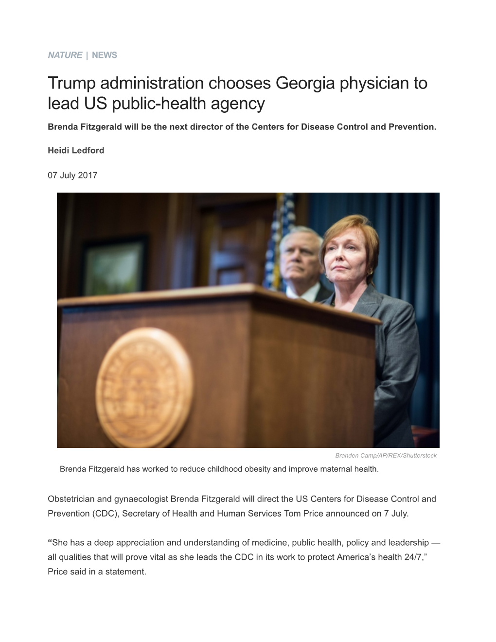 Trump Administration Chooses Georgia Physician to Lead US Public-Health Agency