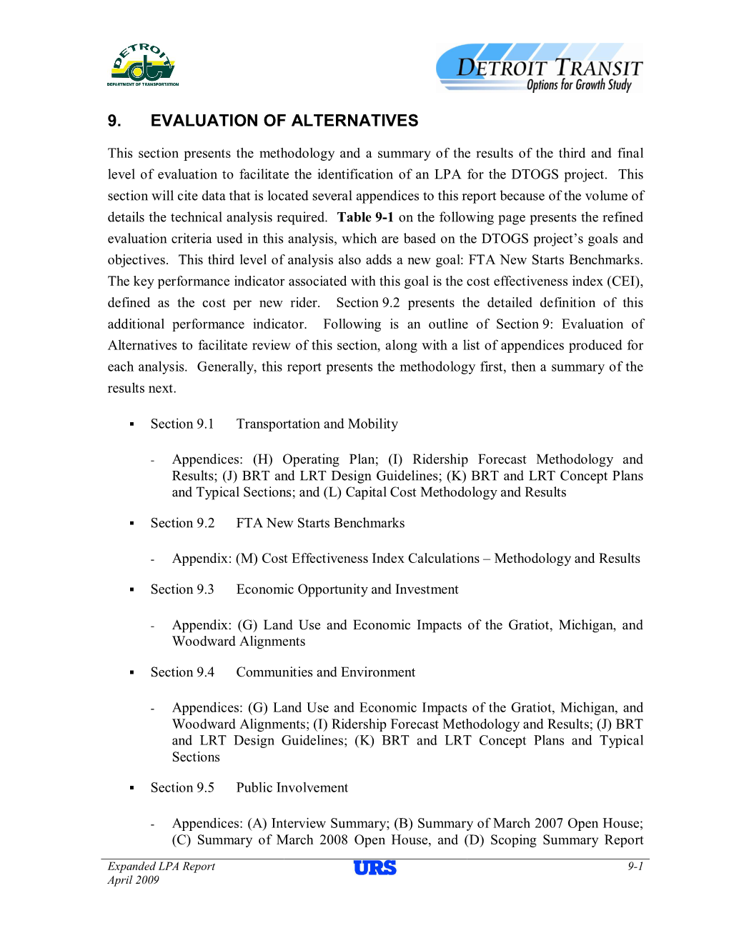 MDOT-DTOGS Development of Alternatives