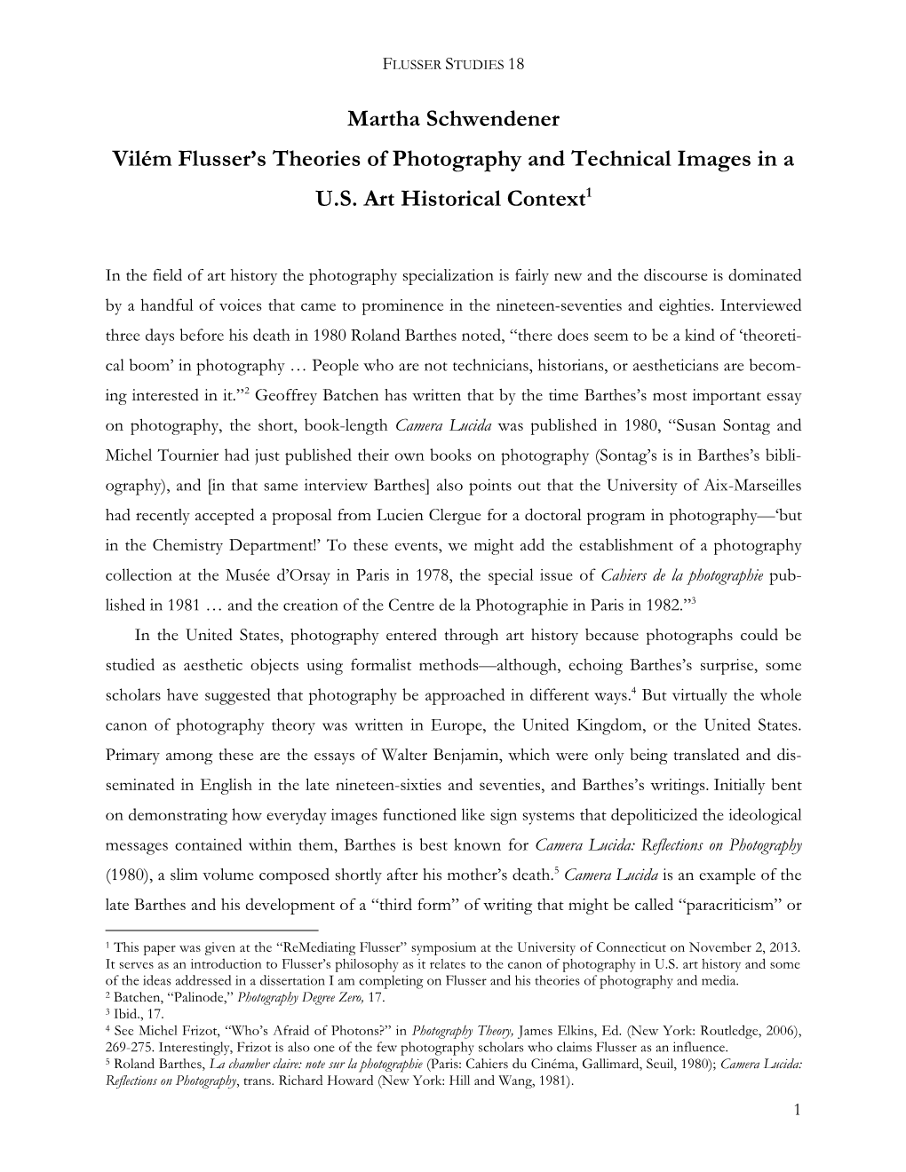 Theories of Photography and Technical Images in a U.S