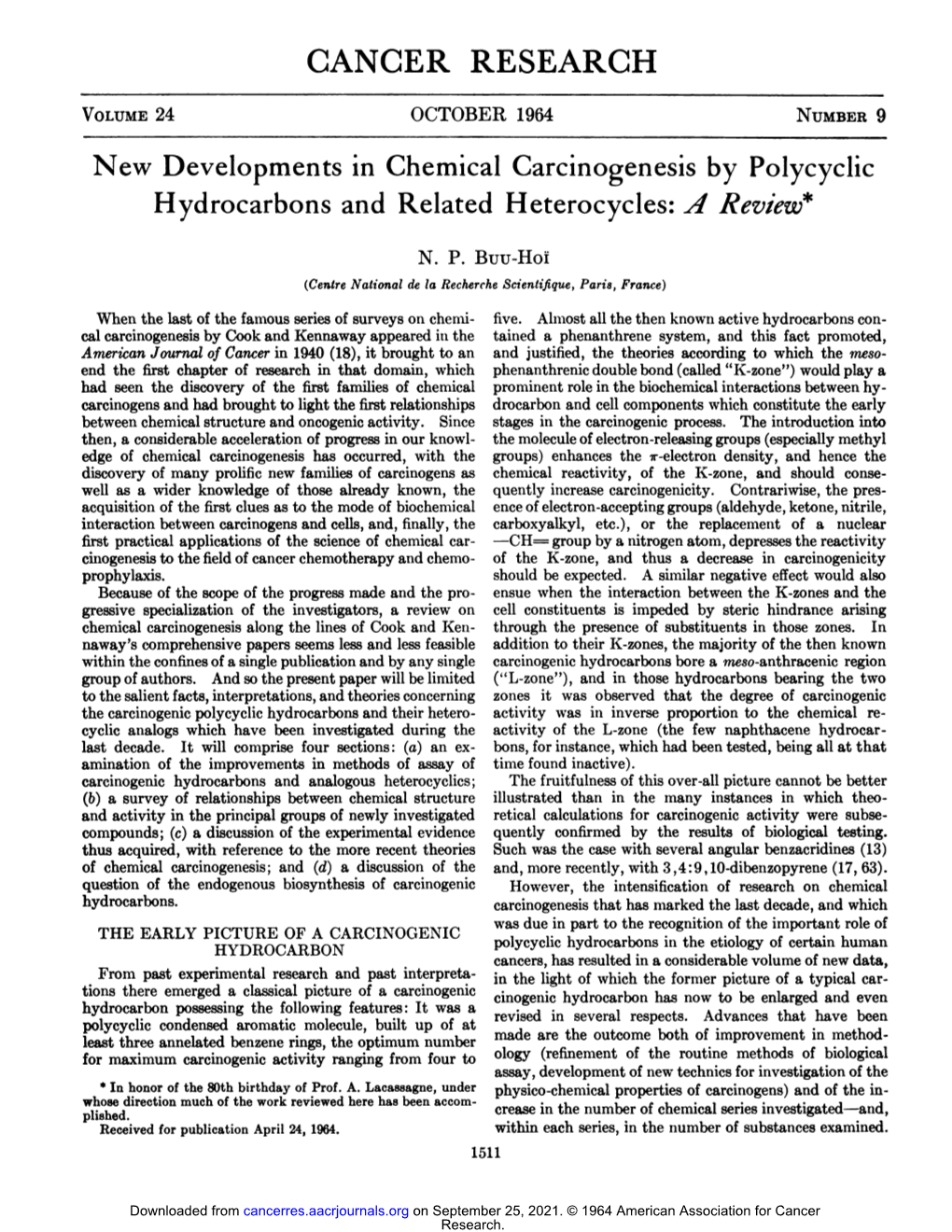 New Developments in Chemical Carcinogenesis by Polycyclic Hydrocarbons and Related Heterocycles: a Review*