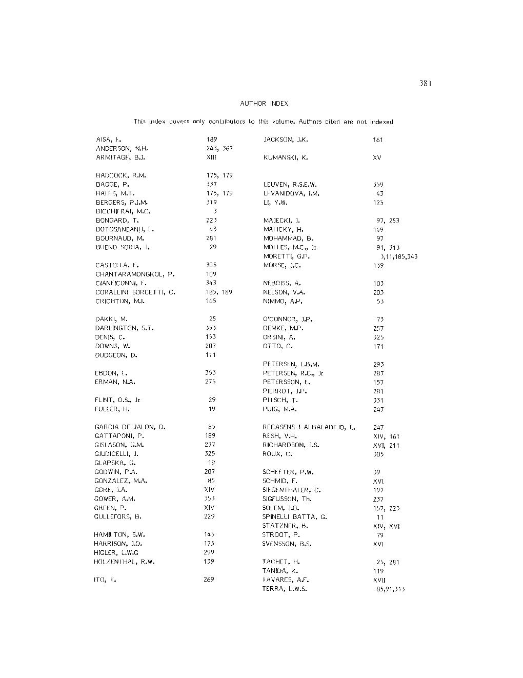 AUTHOR INDEX This Index Covers Only Contributors to This Volume