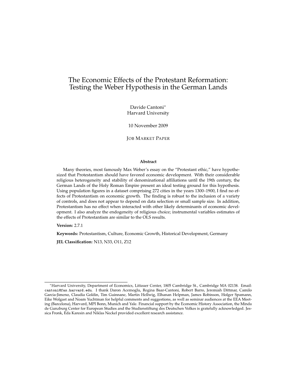 The Economic Effects of the Protestant Reformation: Testing the Weber Hypothesis in the German Lands