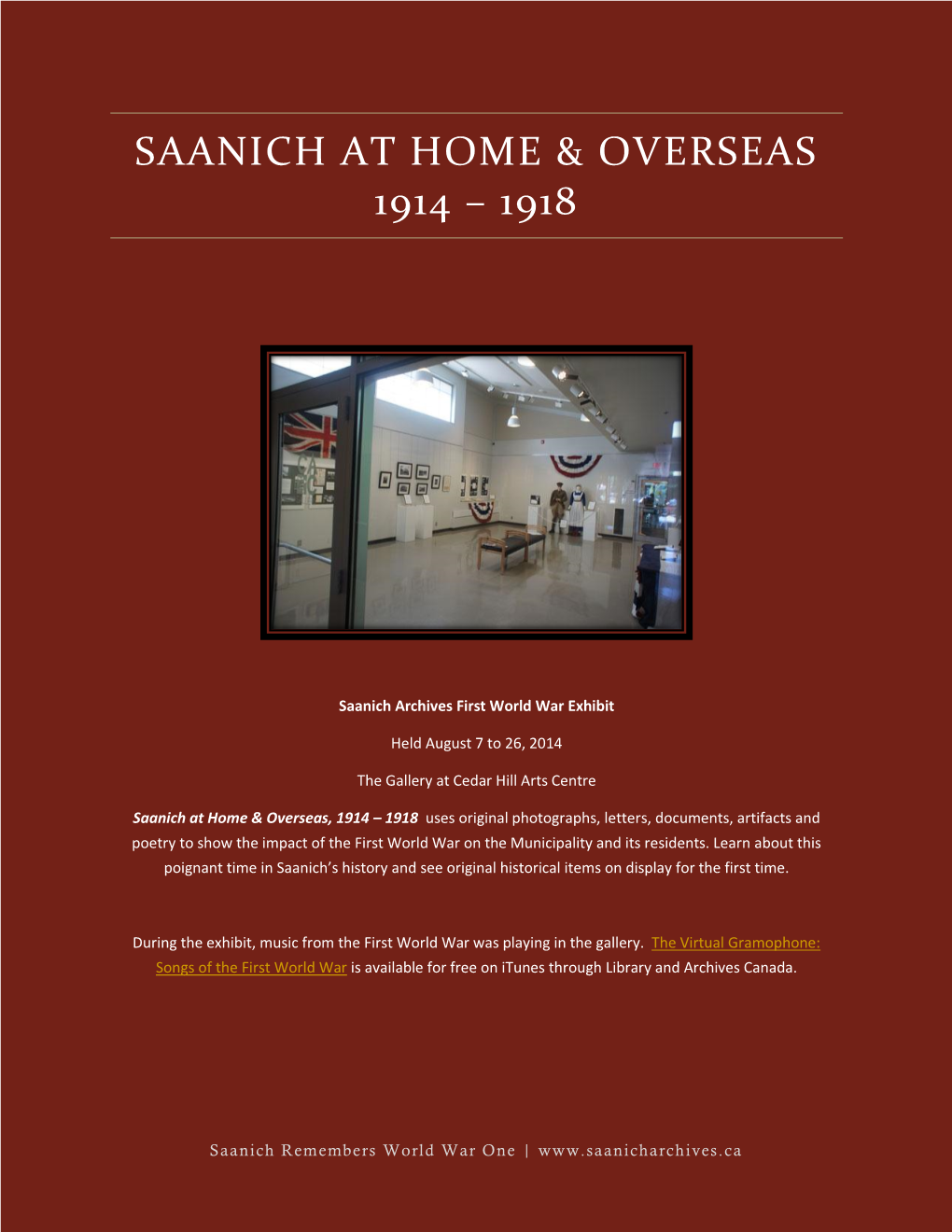 Saanich at Home & Overseas 1914 – 1918