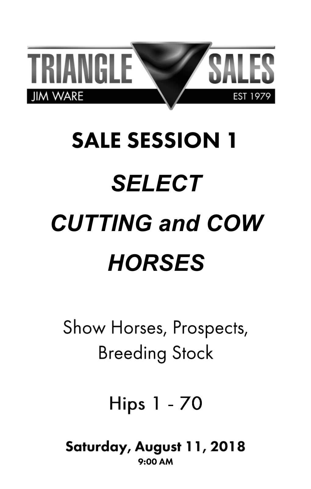 SELECT CUTTING and COW HORSES Hip No