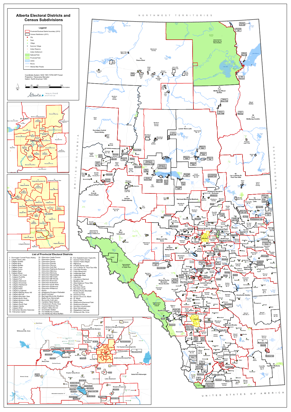 Alberta Census Subdivisions and Provincial Electoral Districts