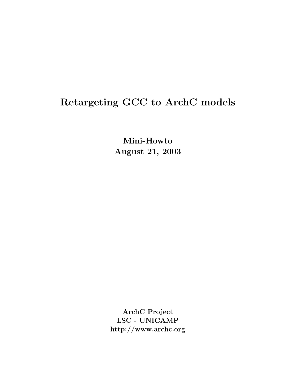 Retargeting GCC to Archc Models