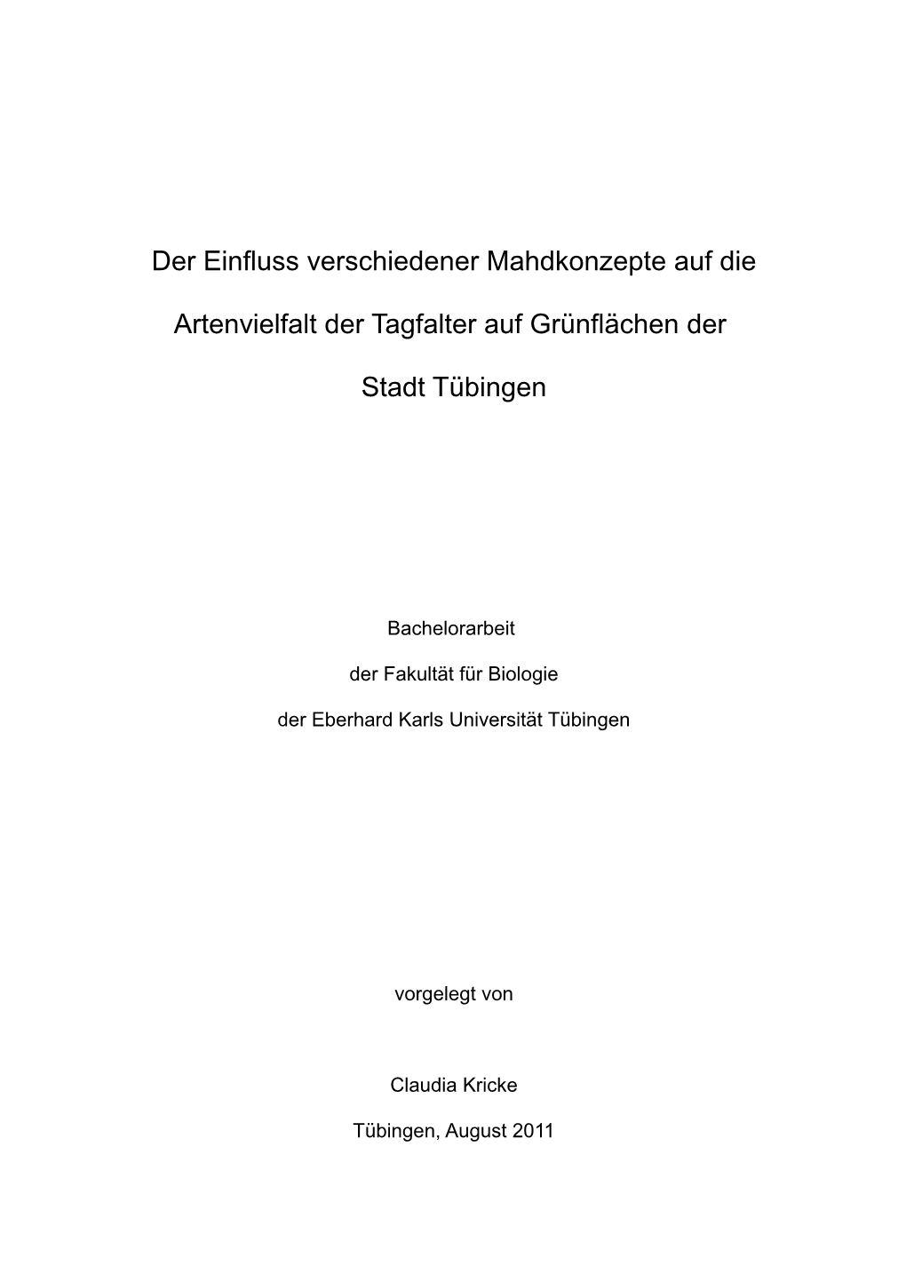 Der Einfluss Verschiedener Mahdkonzepte Auf Die Artenvielfalt