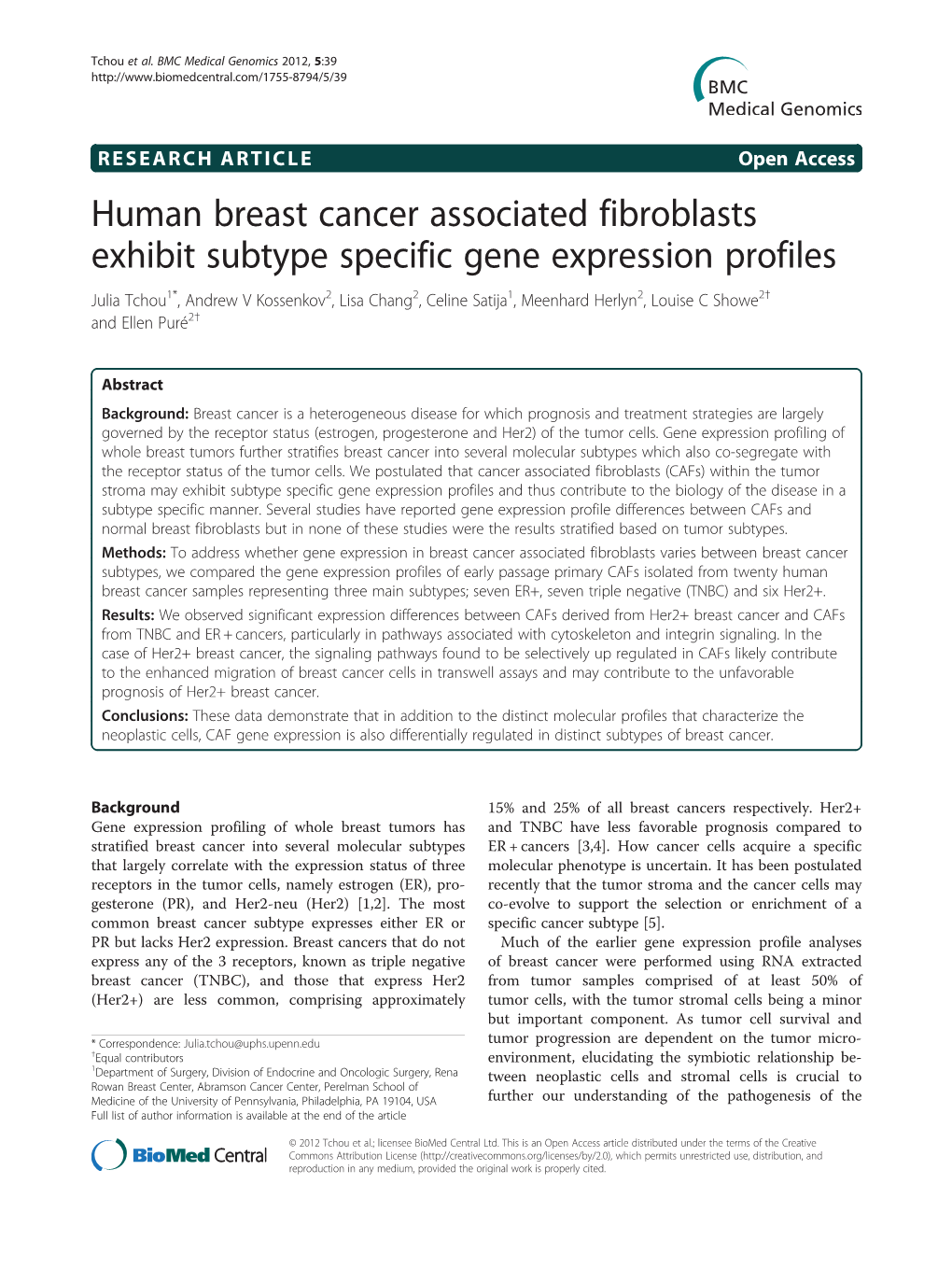 Human Breast Cancer Associated Fibroblasts Exhibit Subtype Specific