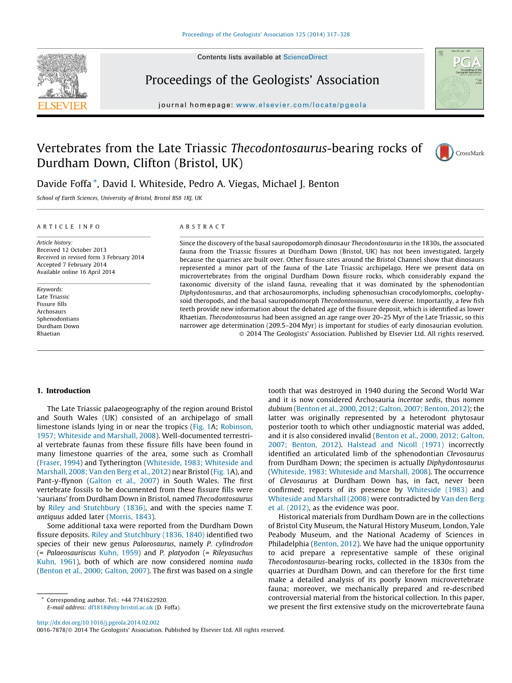 Vertebrates from the Late Triassic Thecodontosaurus-Bearing Rocks Of