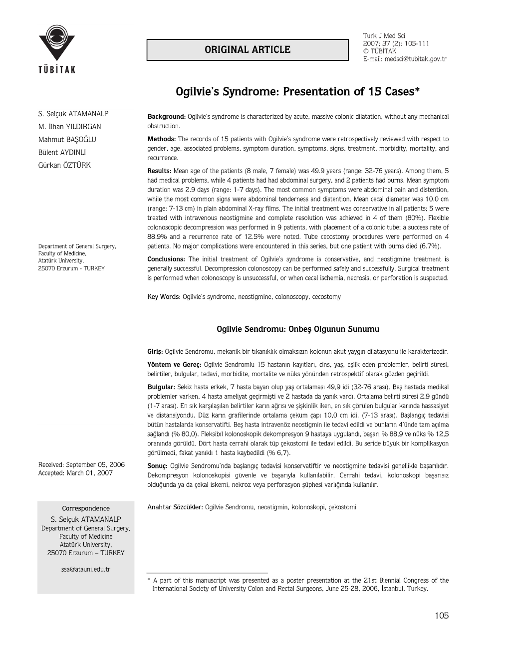 Ogilvie's Syndrome