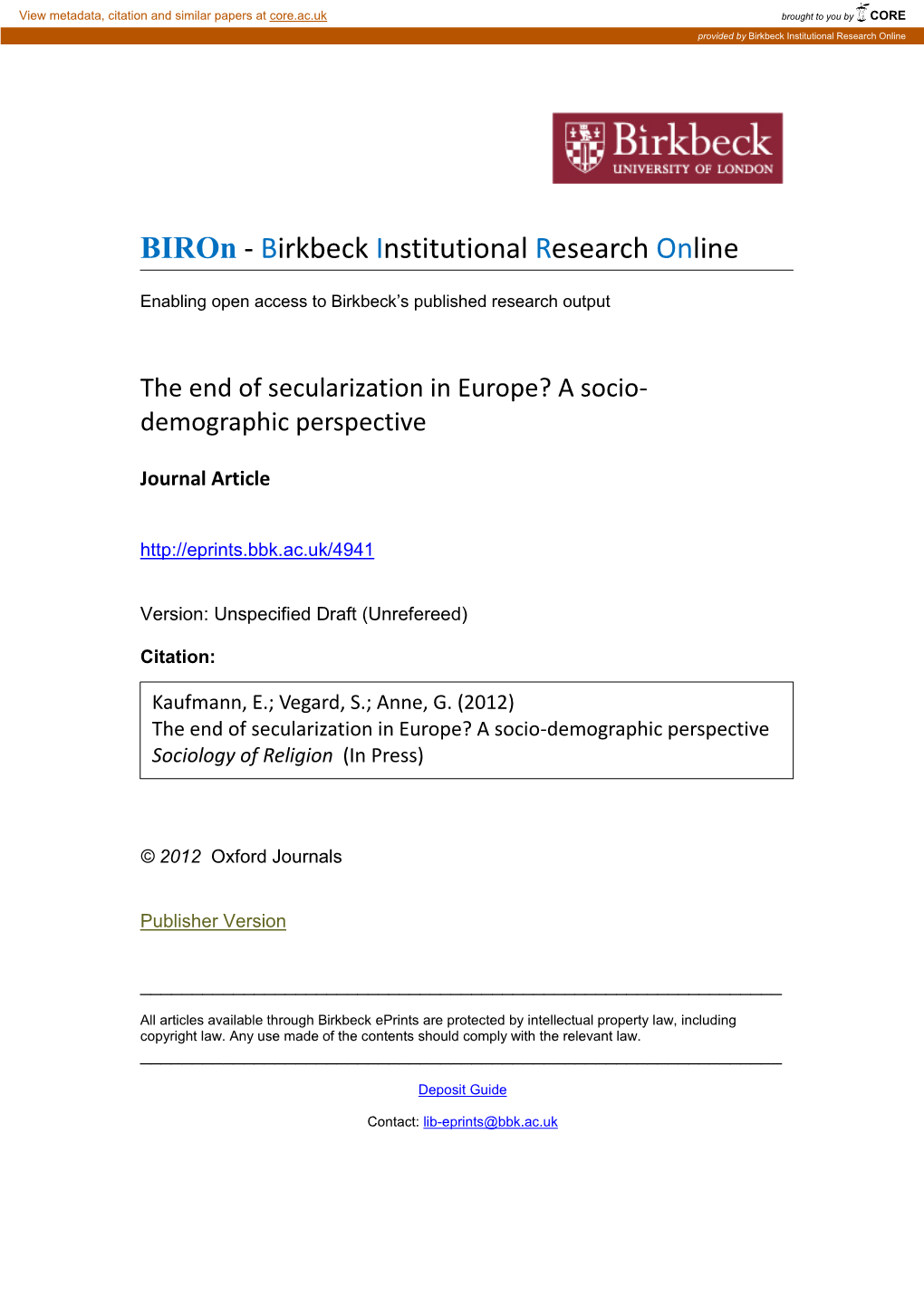 Biron - Birkbeck Institutional Research Online