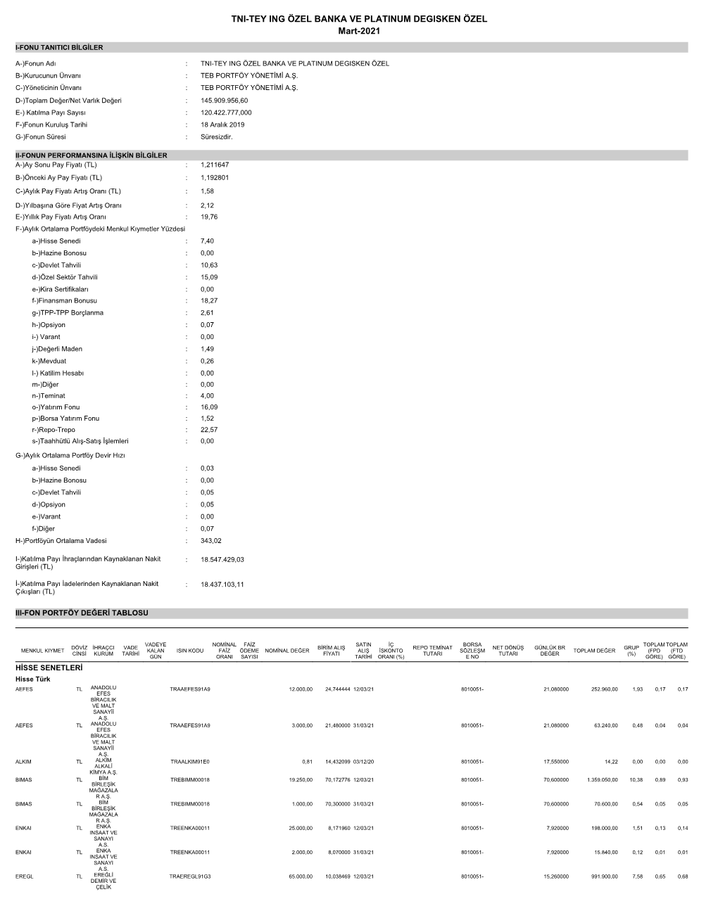 Mart-2021 TNI-TEY ING ÖZEL BANKA VE PLATINUM DEGISKEN ÖZEL