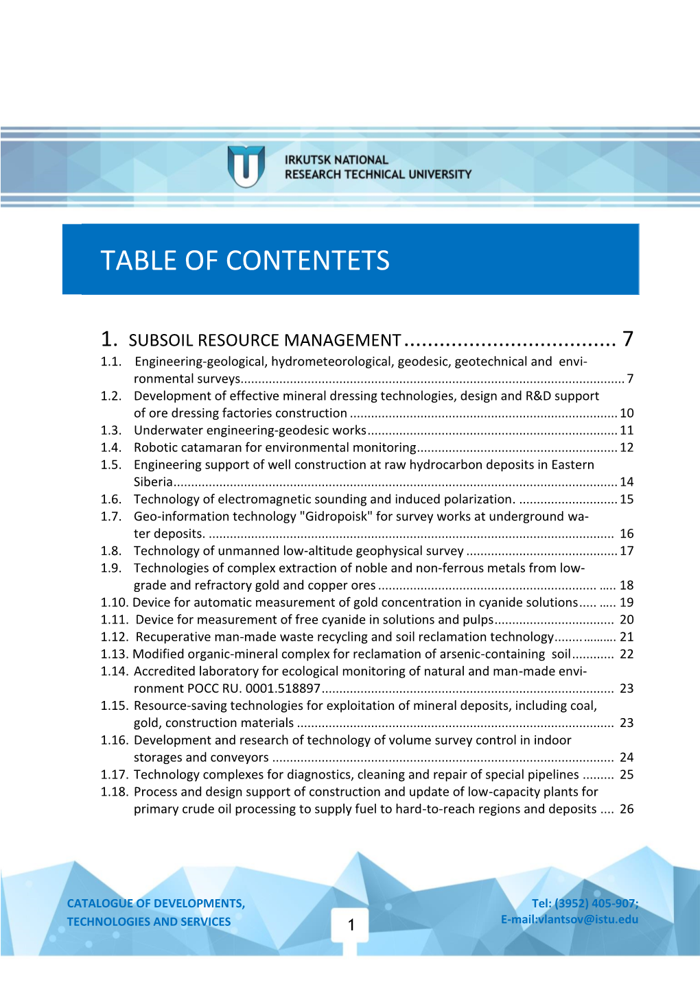 Table of Contentets