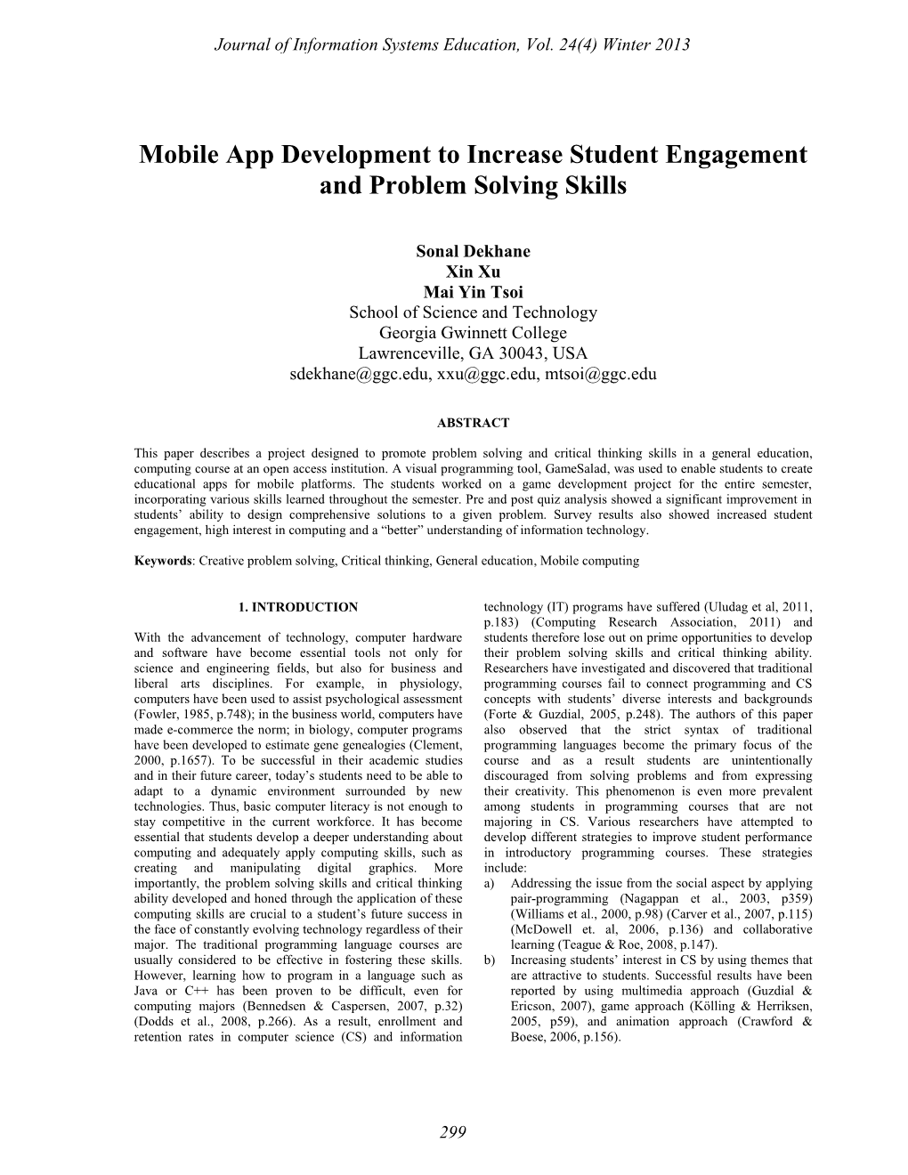 Mobile App Development to Increase Student Engagement and Problem Solving Skills