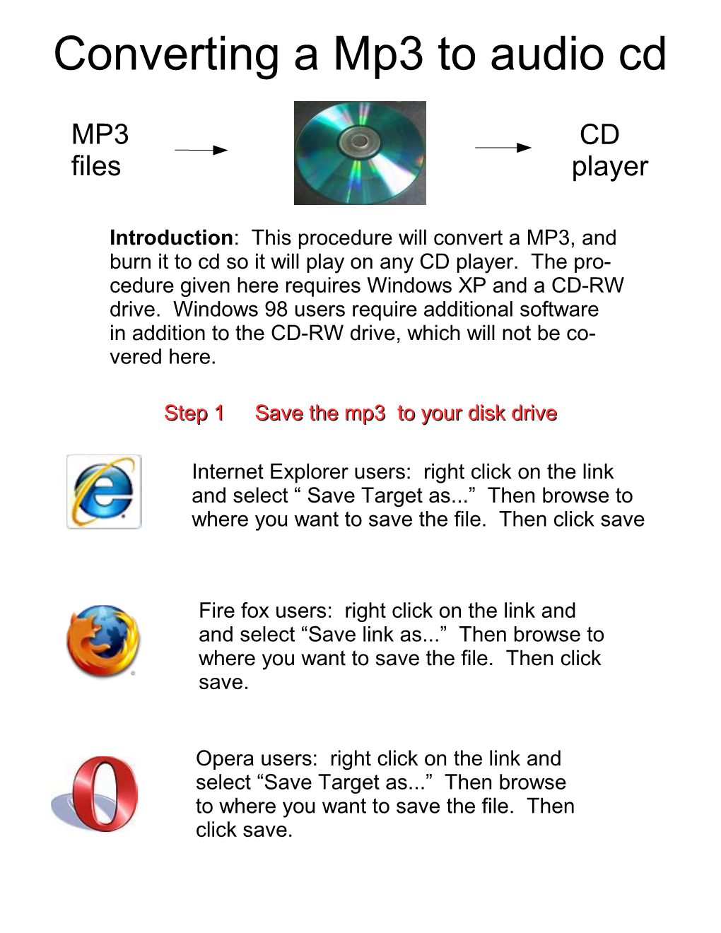 Converting a Mp3 to Audio Cd