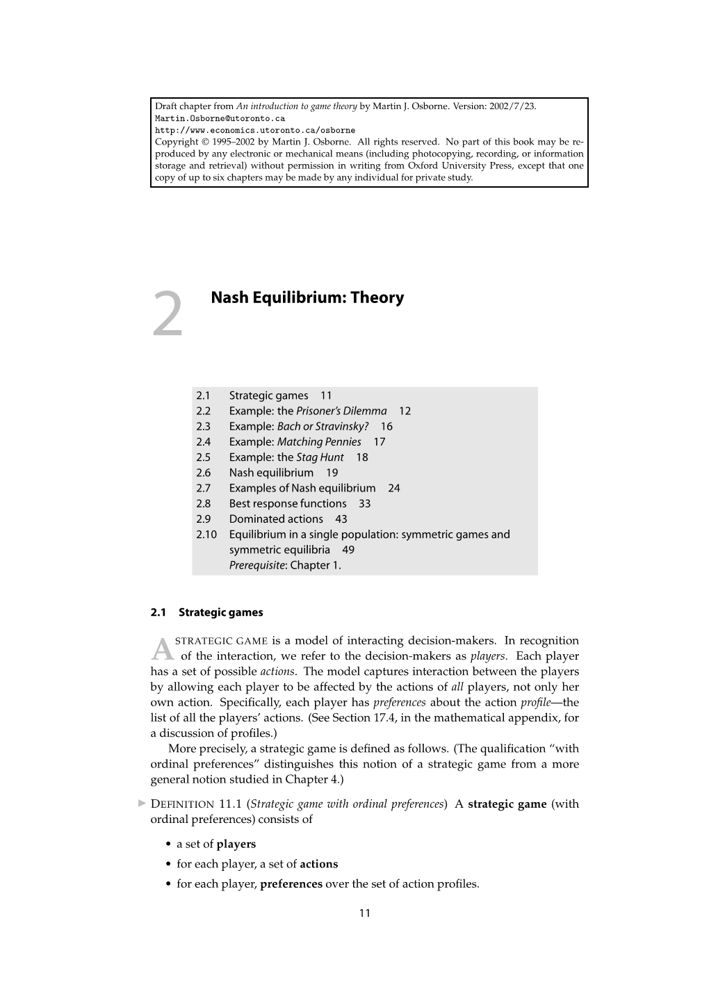 Nash Equilibrium: Theory