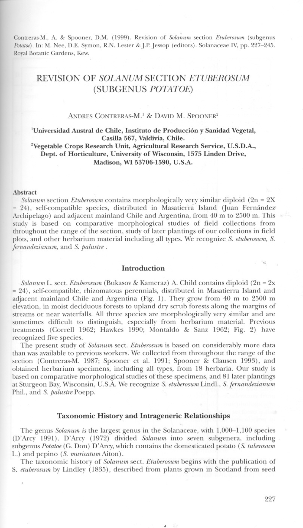 Revision of Solanum Section Etuberosum (Subgenus Potato£)