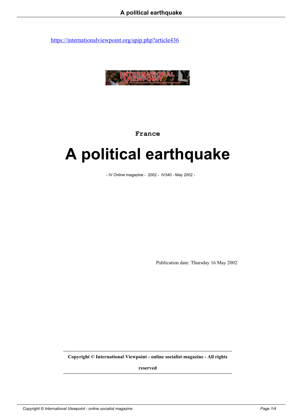 A Political Earthquake