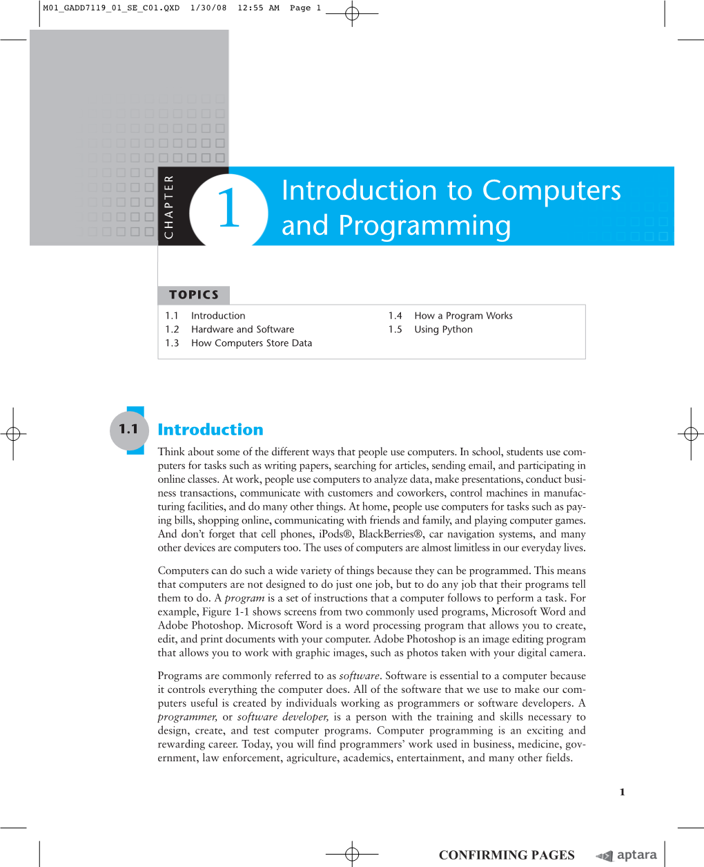 Introduction to Computers and Programming