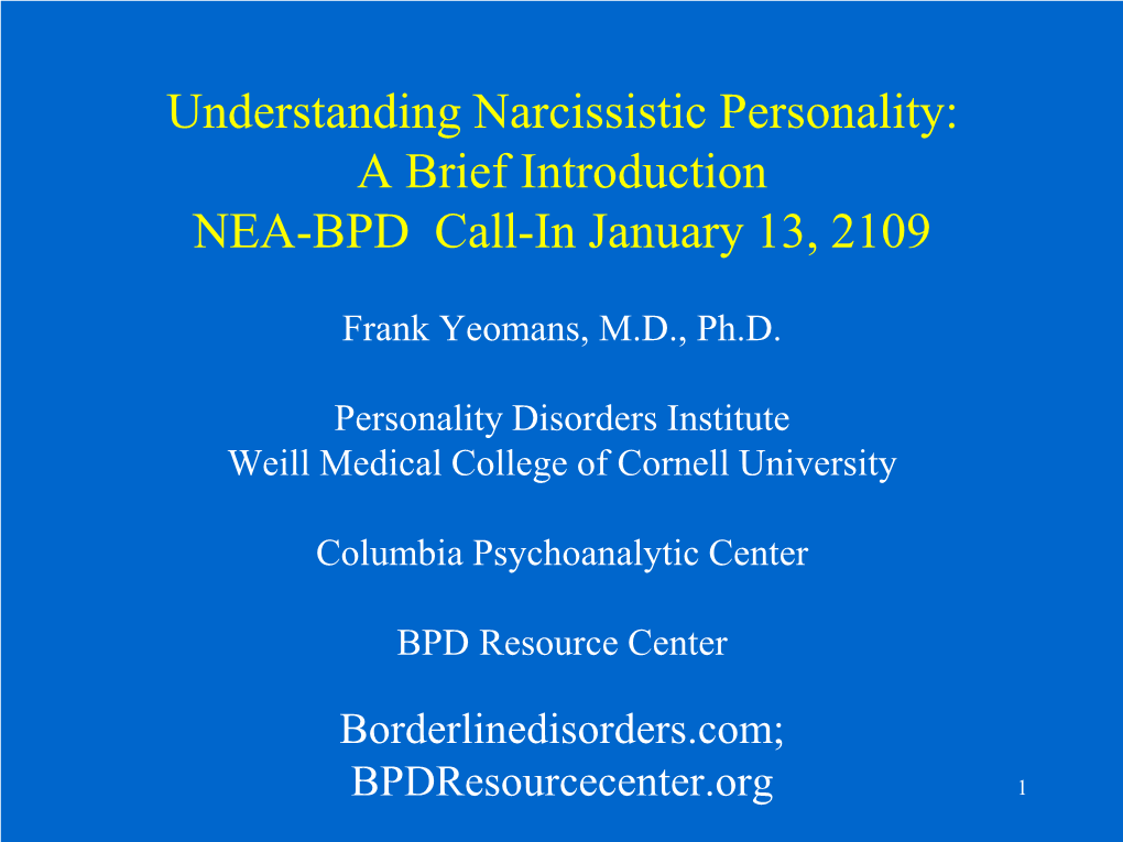 Understanding Narcissistic Personality Disorder: a Brief Overview