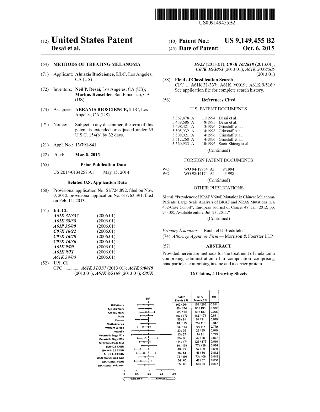 (12) United States Patent (10) Patent No.: US 9,149,455 B2 Desai Et Al