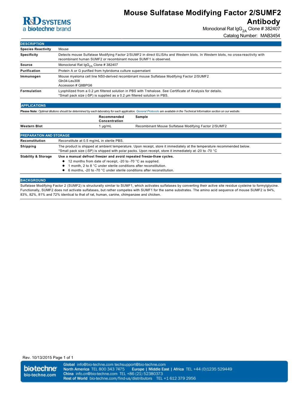 Mouse Sulfatase Modifying Factor 2/SUMF2 Antibody