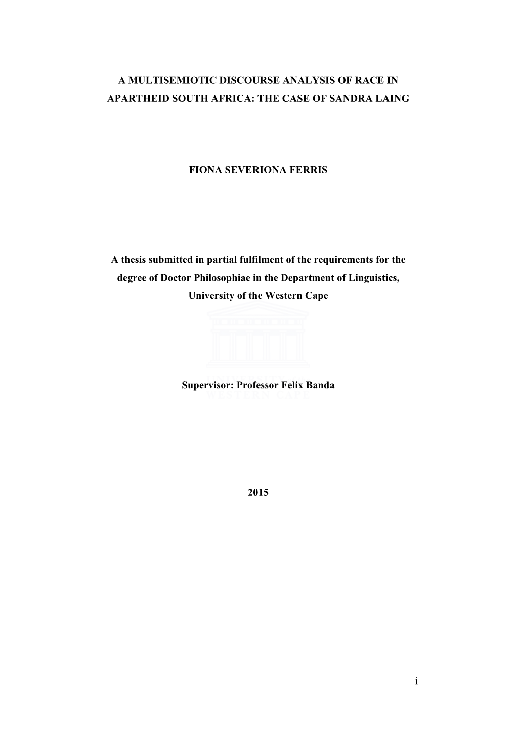 A Multisemiotic Analysis of Race in Apartheid South Africa: the Case