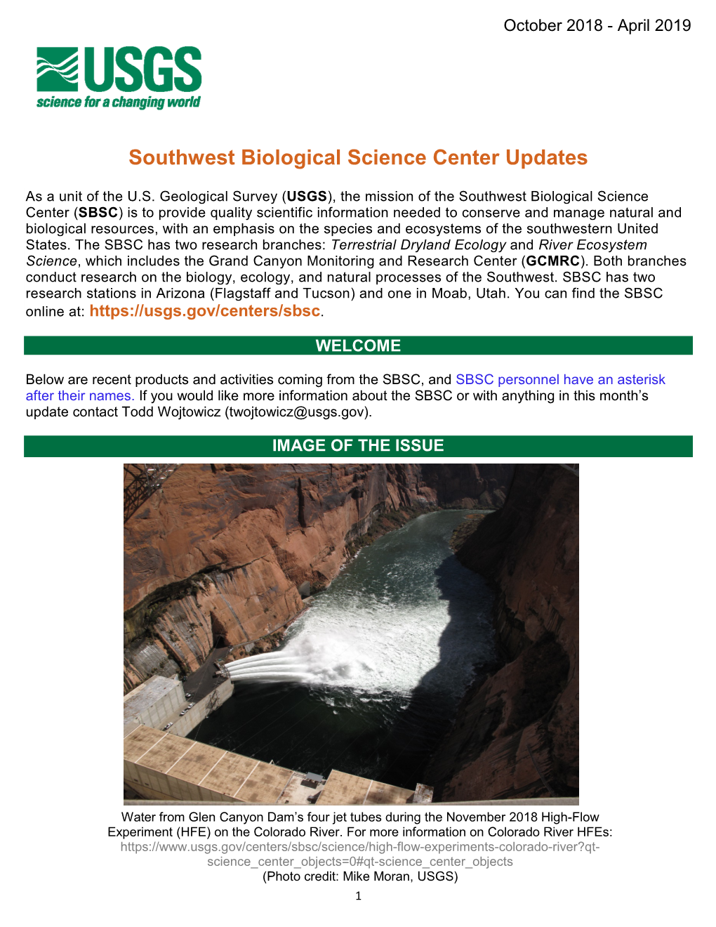 Southwest Biological Science Center Updates