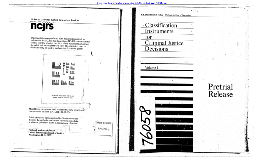 For Criminal Justice Standards Relating to Pretrial Release (New York: Office of the ' 2