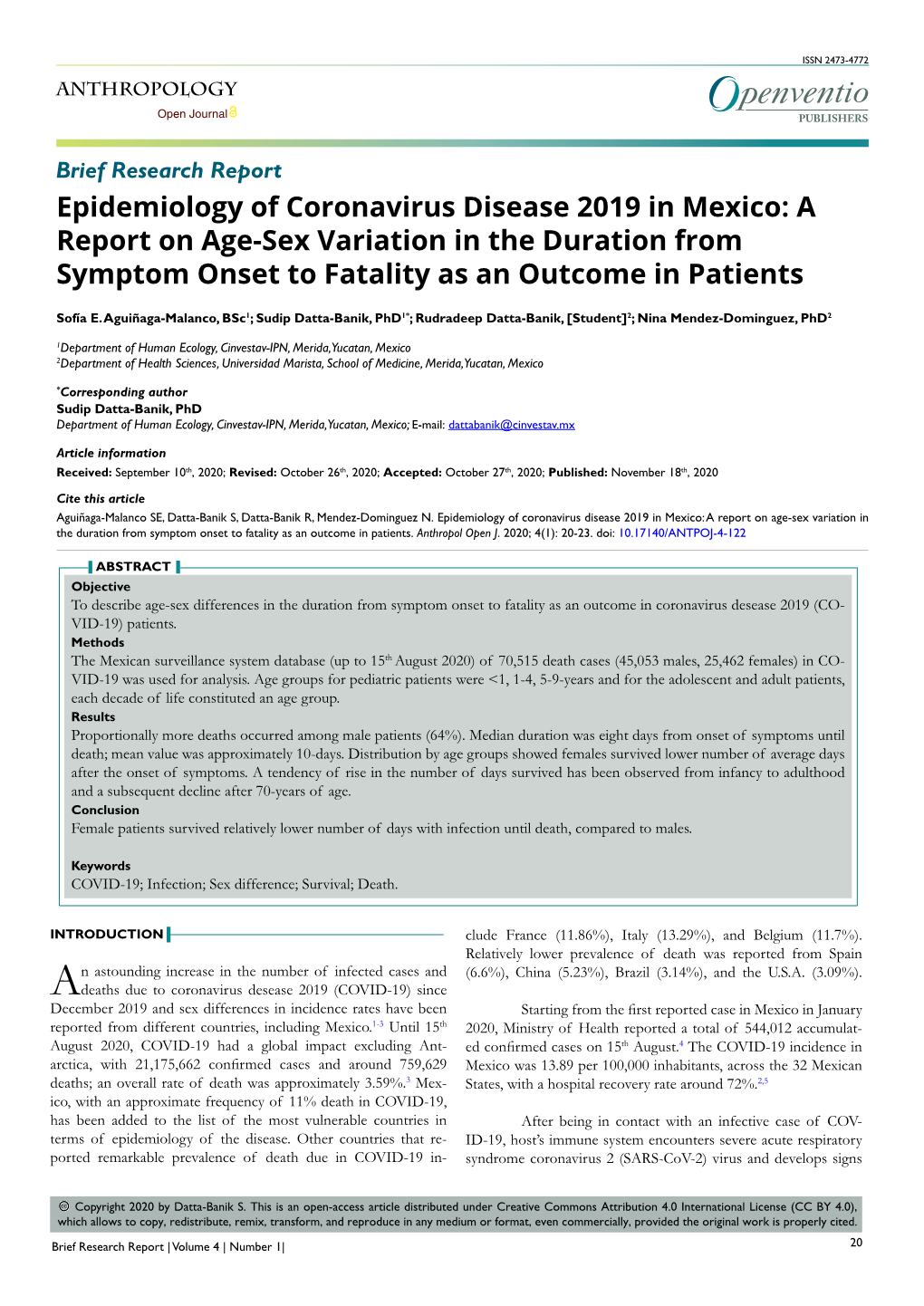 Epidemiology of Coronavirus Disease 2019 in Mexico: a Report on Age-Sex Variation in the Duration from Symptom Onset to Fatality As an Outcome in Patients