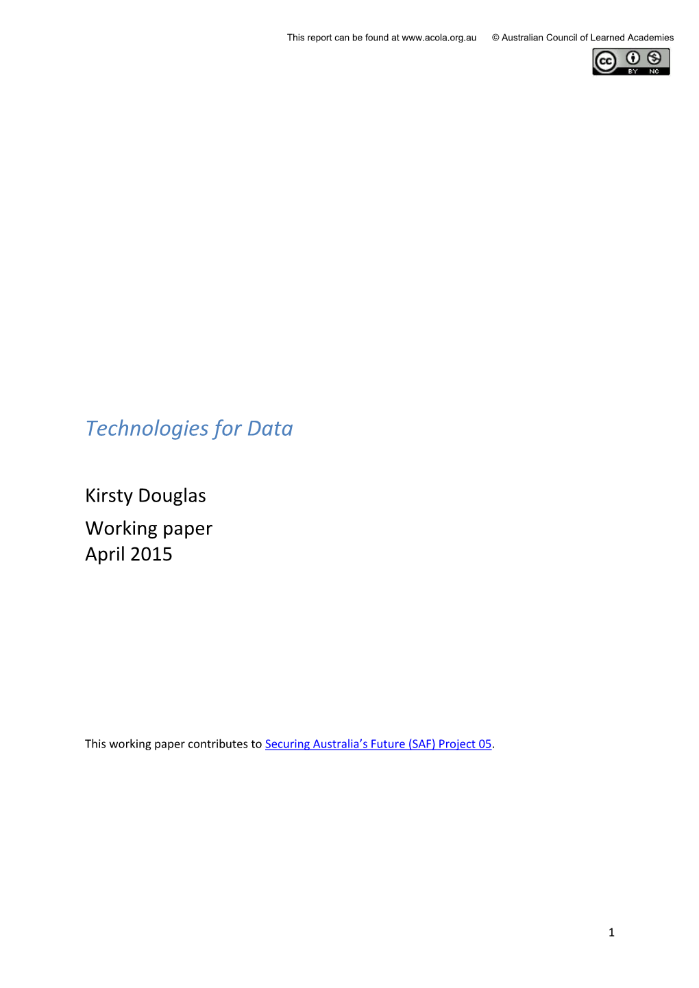 Technologies for Data
