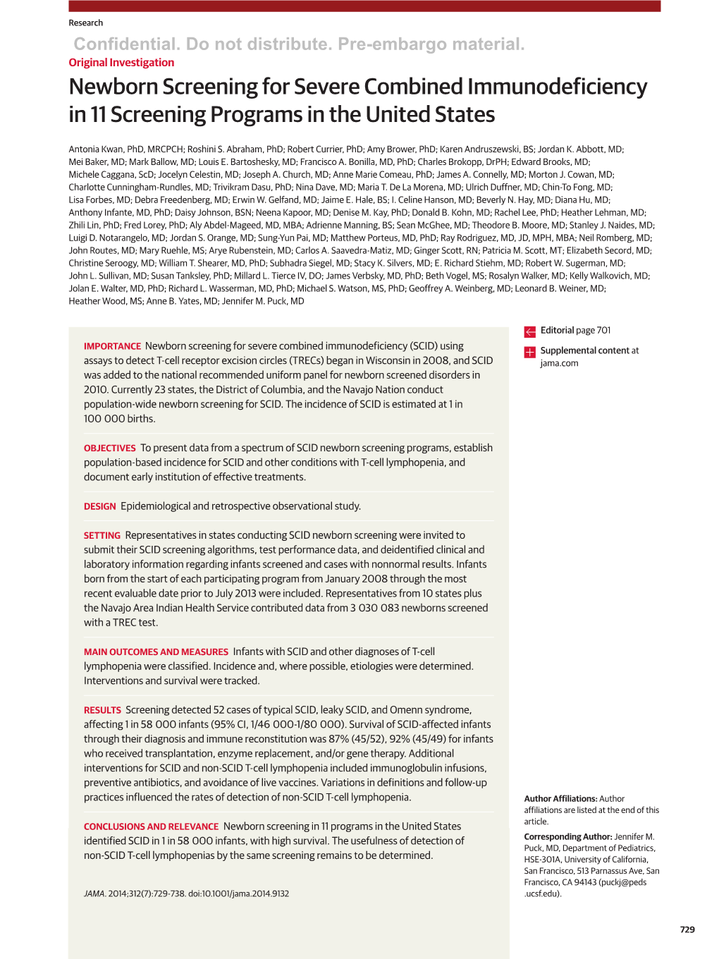 Newborn Screening for Severe Combined Immunodeficiency in 11 Screening Programs in the United States