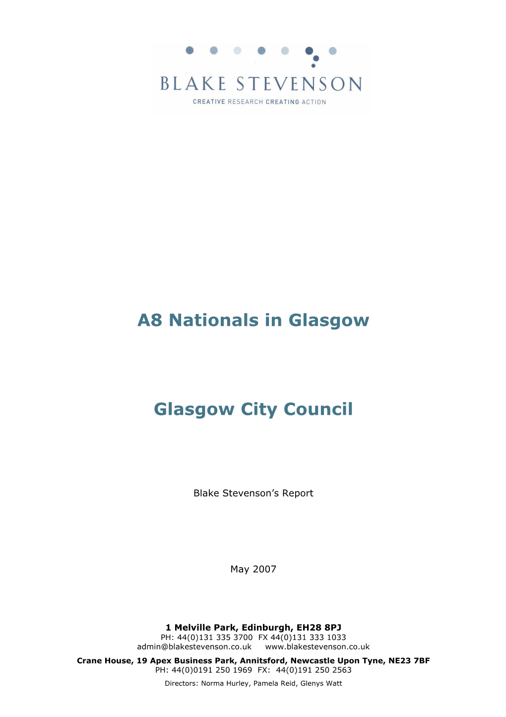Size and Profile of the A8 Population in Glasgow