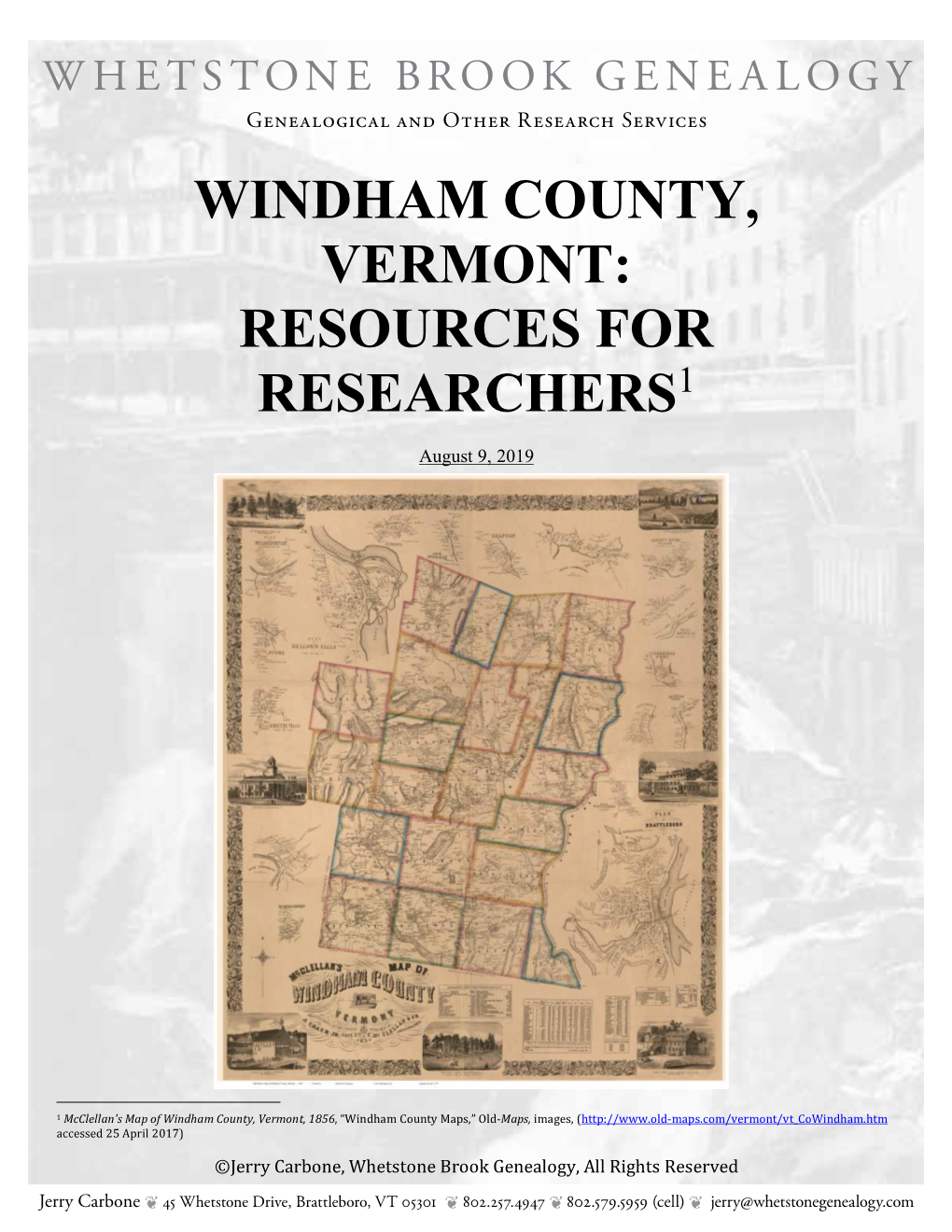 Windham County, Vermont: Resources for Researchers1