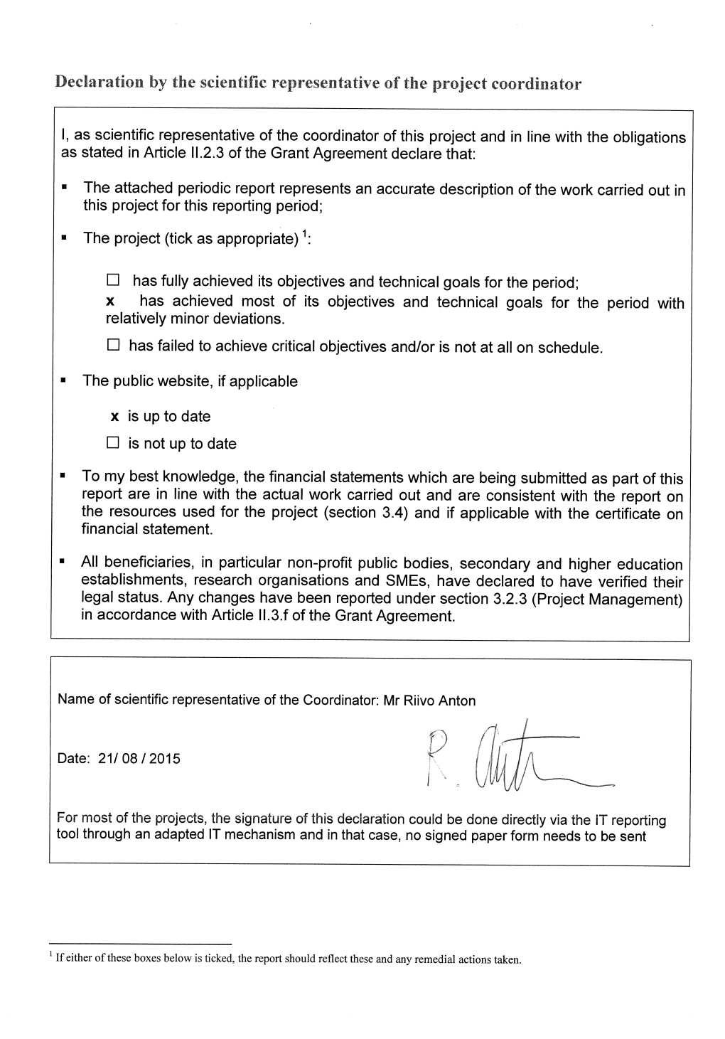 Periodic Report Publishable Summary P1: 01/07/2014–30.06.2015