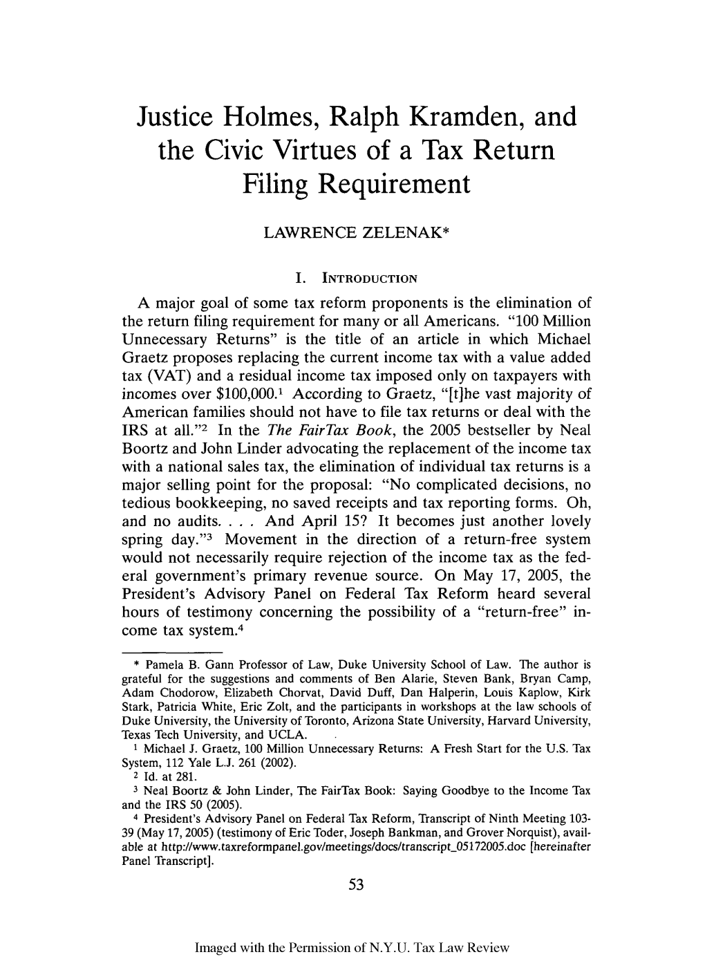 Justice Holmes, Ralph Kramden, and the Civic Virtues of a Tax Return Filing Requirement