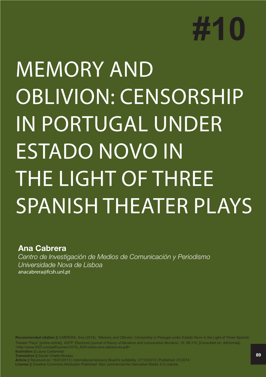 Censorship in Portugal Under Estado Novo in the Light of Three Spanish Theater Plays