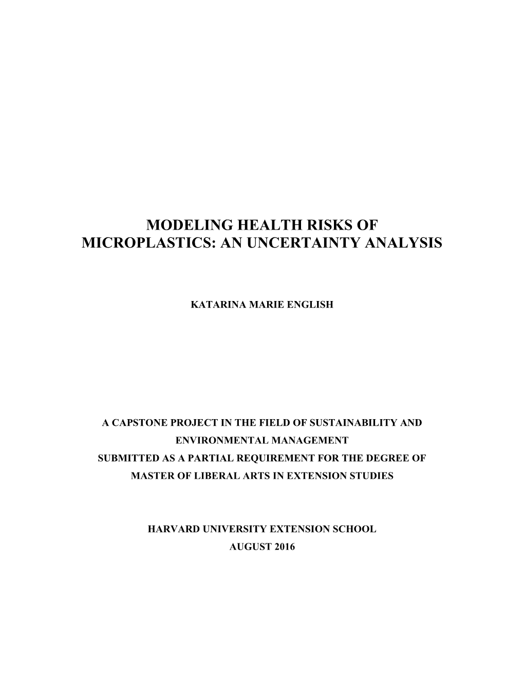 Modeling Health Risks of Microplastics: an Uncertainty Analysis