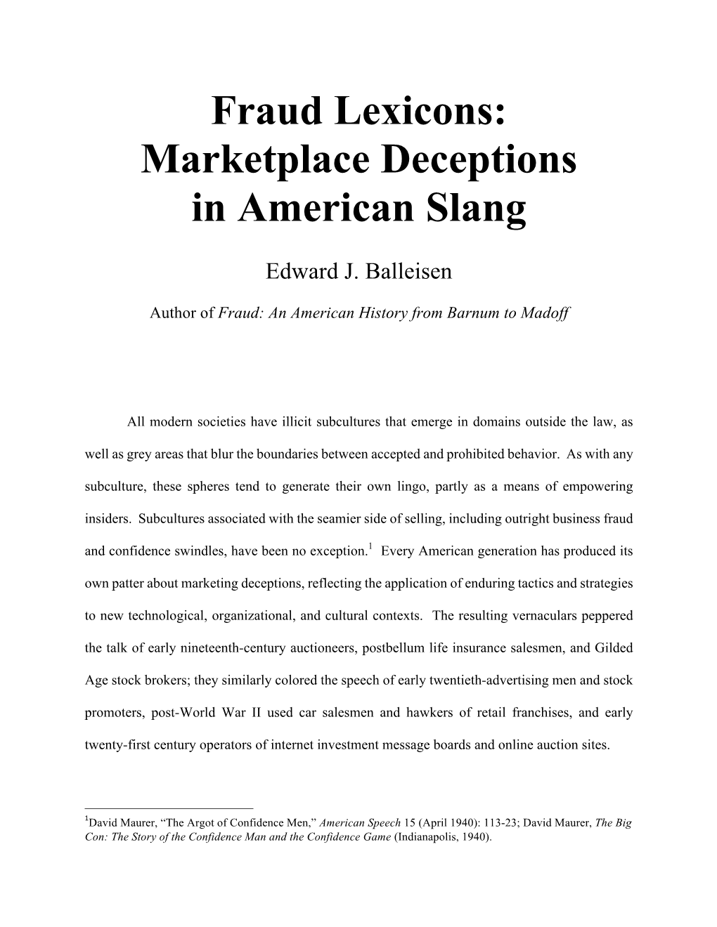 Fraud Lexicons: Marketplace Deceptions in American Slang