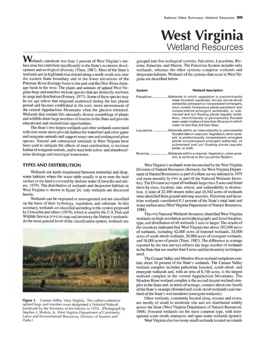 National Water Summary Wetland Resources: West Virginia