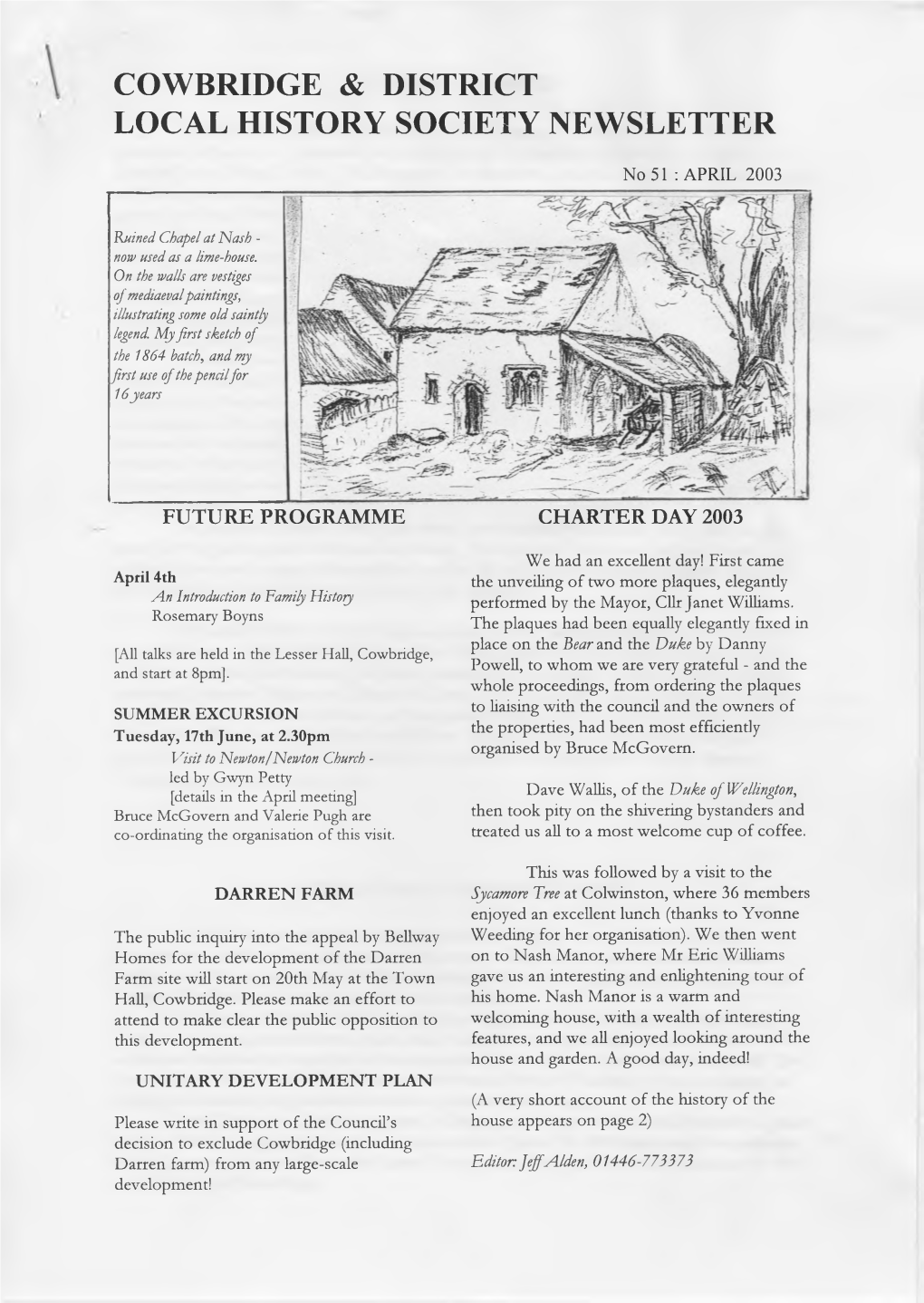 Cowbridge & District Local History Society Newsletter