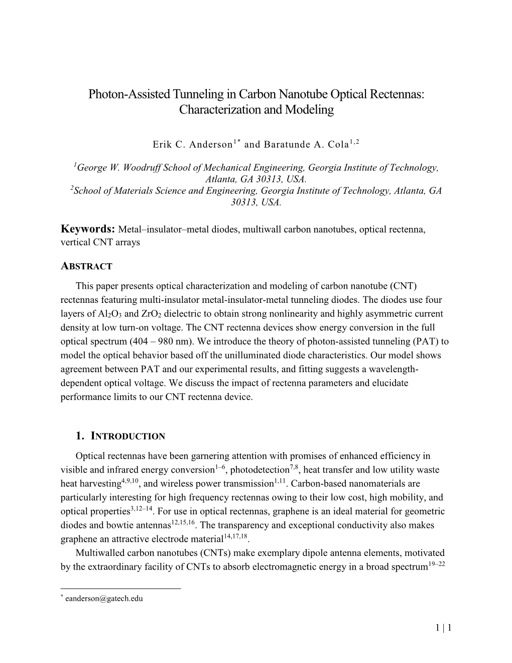 Photon-Assisted Tunneling in Carbon Nanotube Optical Rectennas: Characterization and Modeling