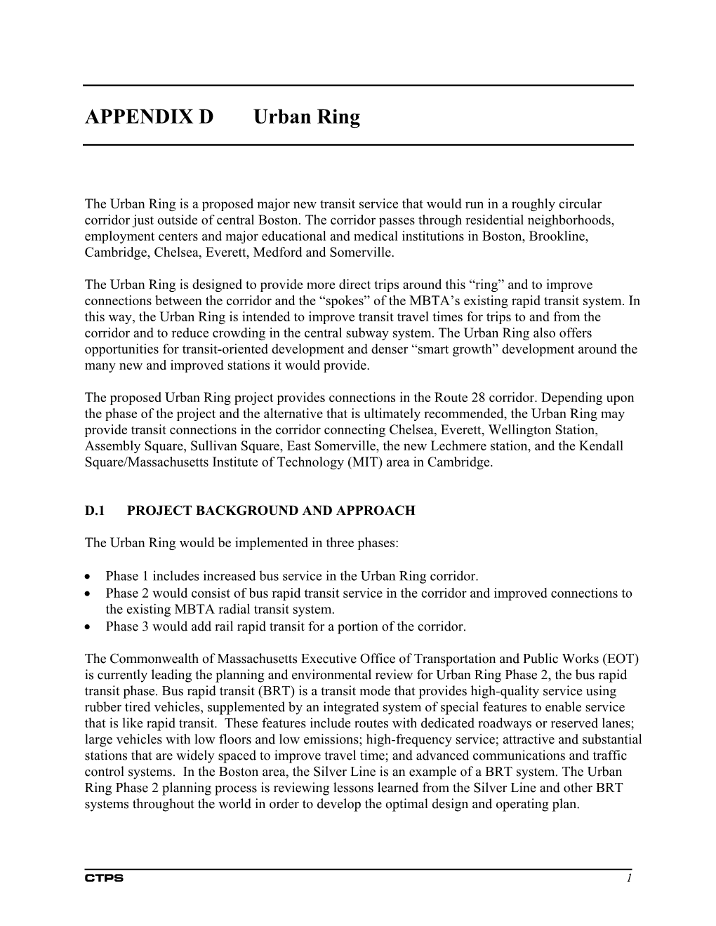 APPENDIX D Urban Ring