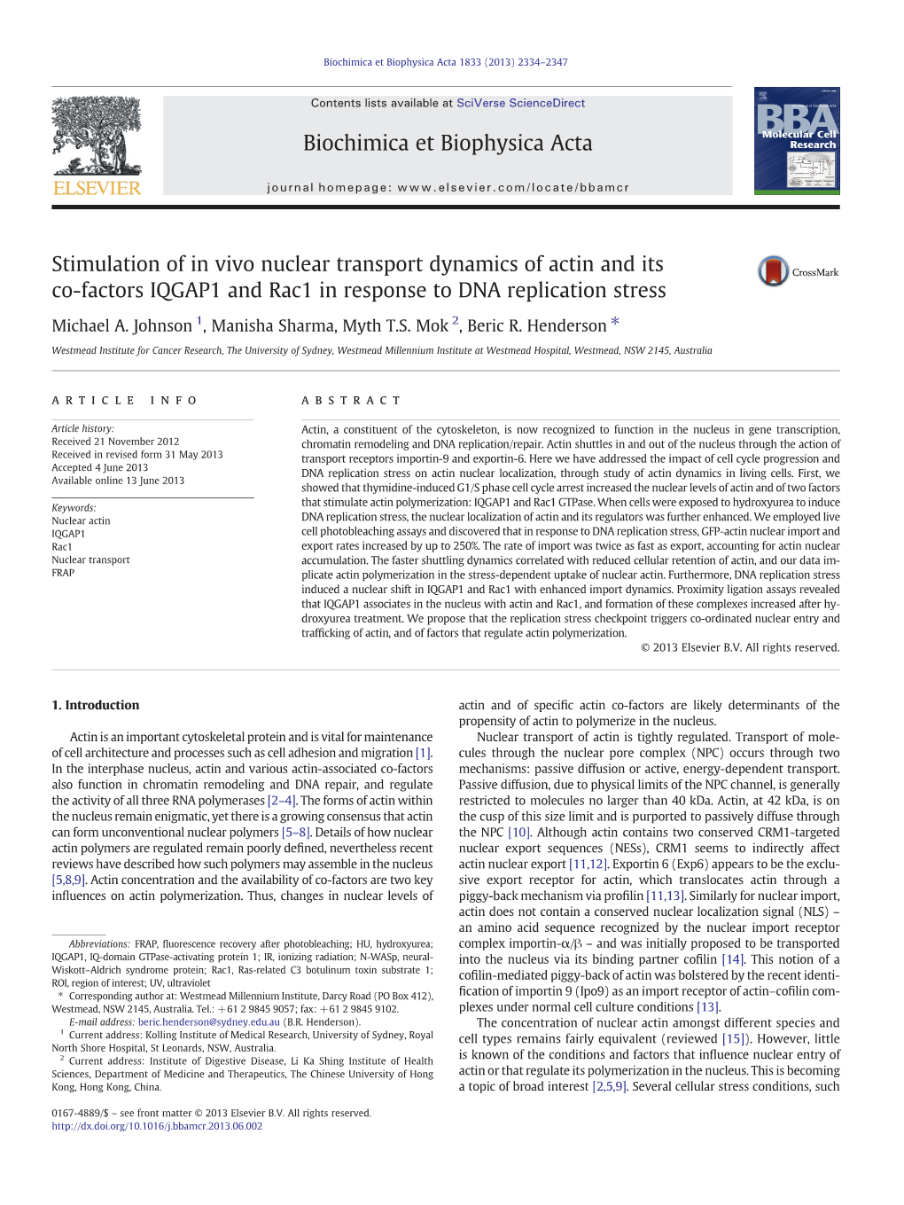 Biochimica Et Biophysica Acta 1833 (2013) 2334–2347