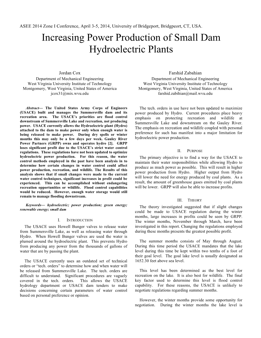 Increasing Power Production of Small Dam Hydroelectric Plants