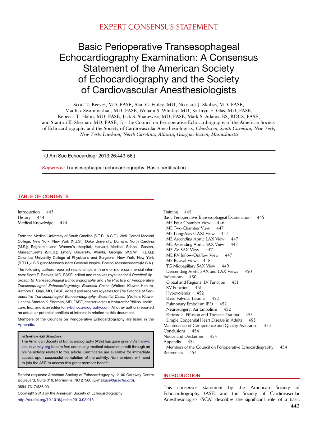 Basic Perioperative Transesophageal Echocardiography Examination: A