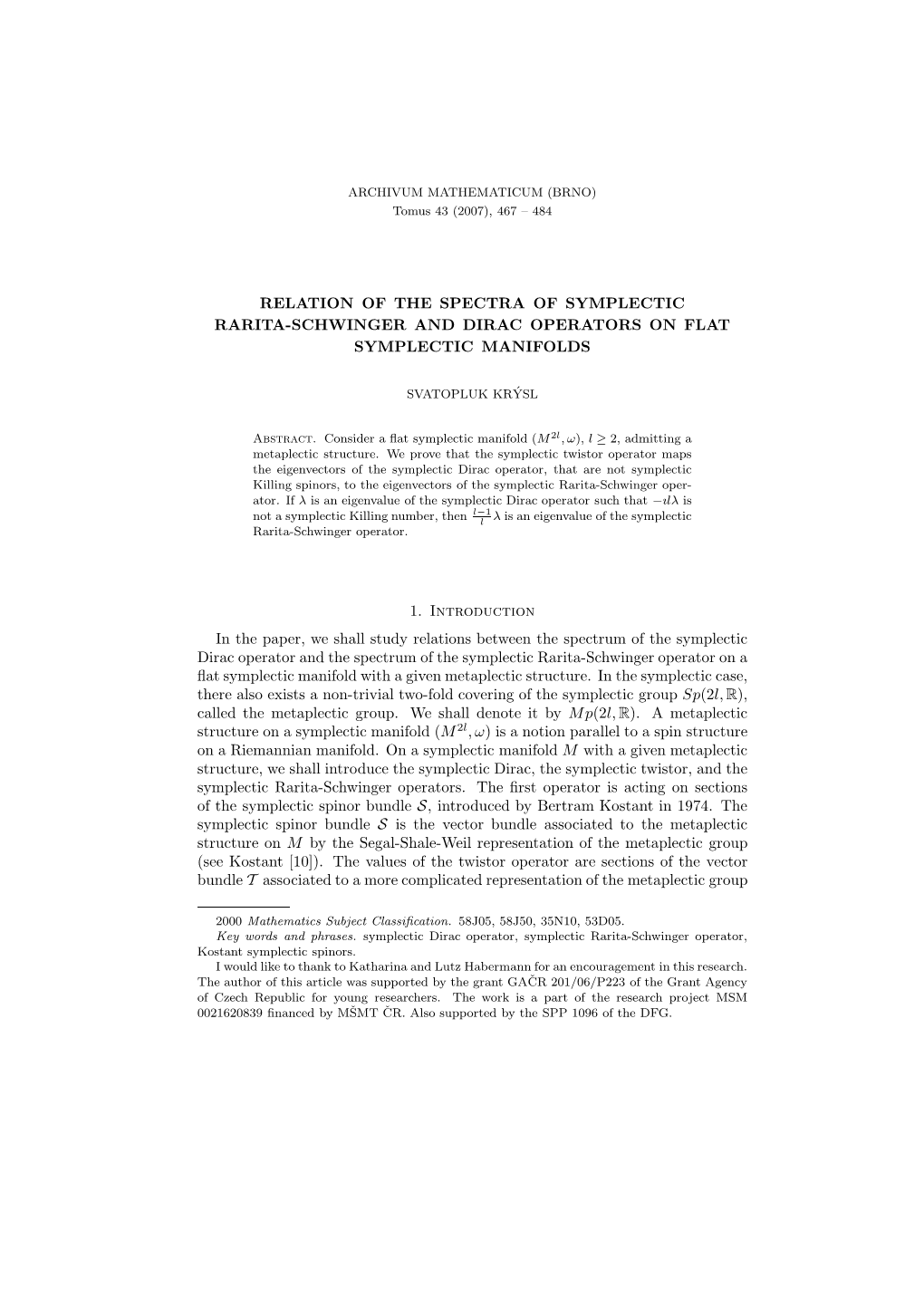 Relation of the Spectra of Symplectic Rarita-Schwinger and Dirac Operators on Flat Symplectic Manifolds